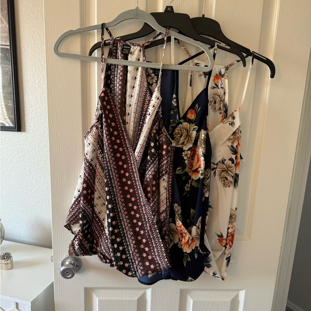 SHEIN Clasi Floral Print High Low Hem Cami Top BUNDLE OF THREE - Picture 3 of 16